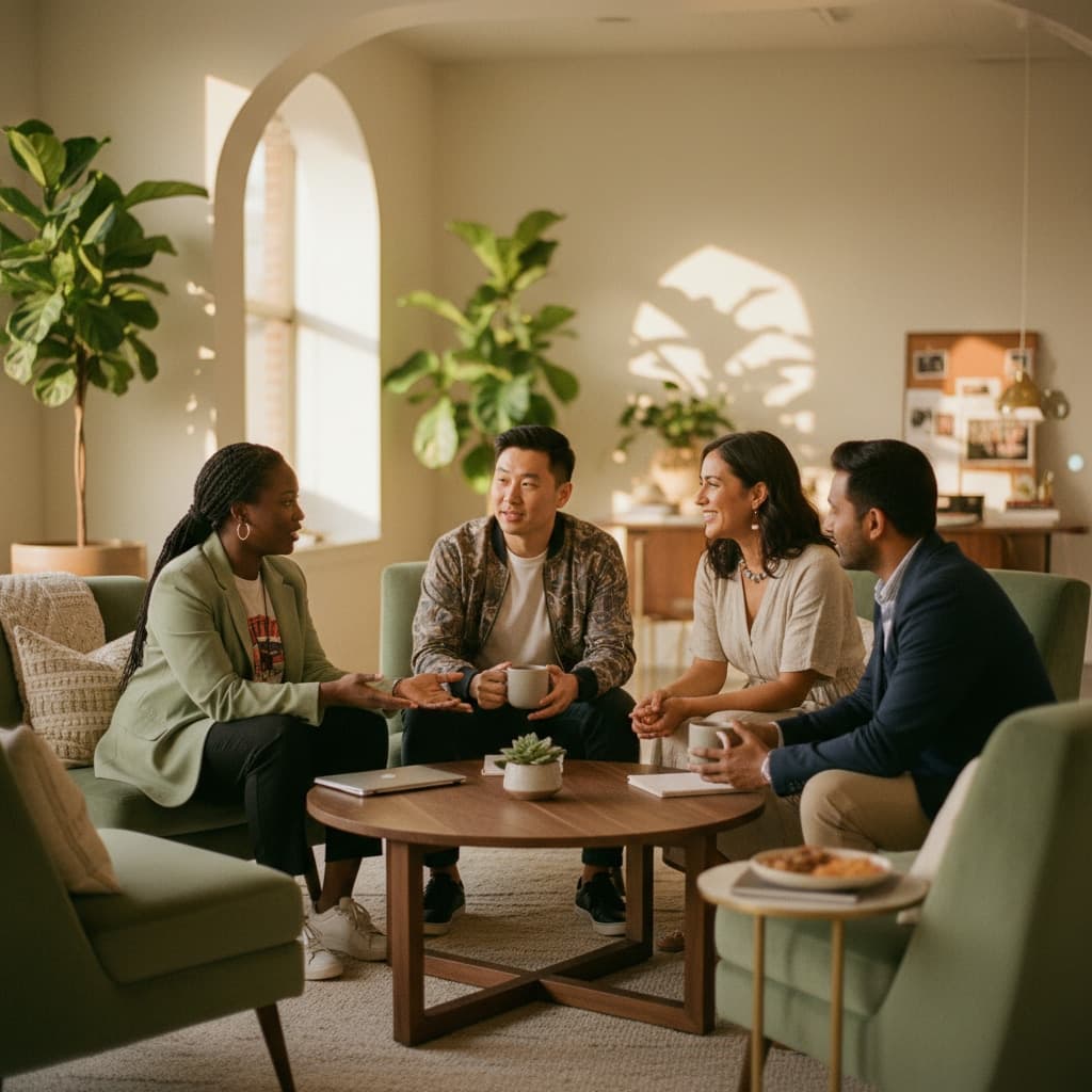 Diverse entrepreneurs gathering in The Flavor Room community